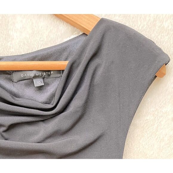 David Meister Cowl Neck Sheath Knee Length Dress in Black, Size 10 - Picture 9 of 15